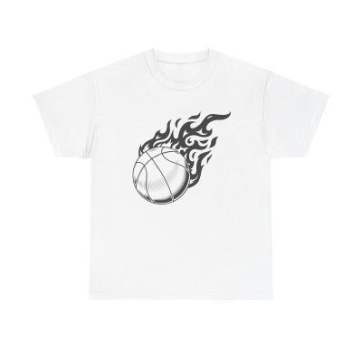 Ball Of Fire Unisex T-Shirt - Basketball Sports Athlete Slam Dunk Hoops Flames Vintage