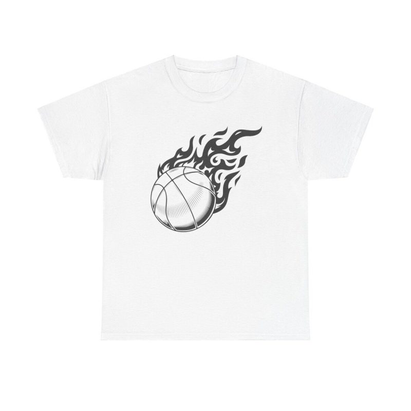 Ball Of Fire Unisex T-Shirt - Basketball Sports Athlete Slam Dunk Hoops Flames Vintage