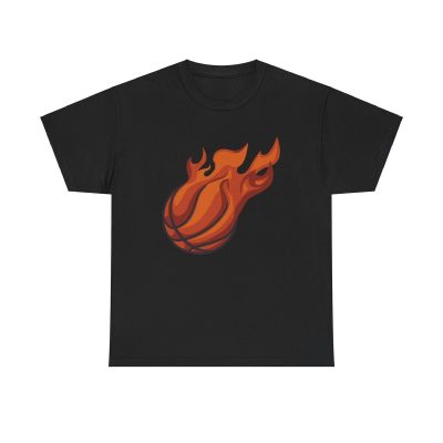 Burning Ball Unisex T-Shirt - Basketball Sports Athlete Slam Dunk Hoops Fire Court Art