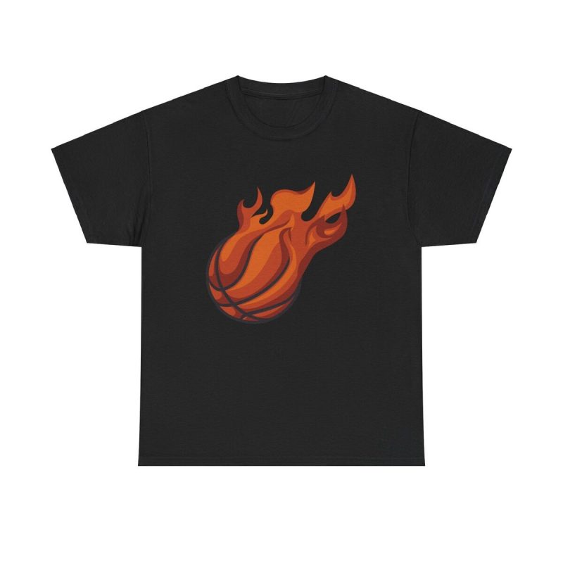 Burning Ball Unisex T-Shirt - Basketball Sports Athlete Slam Dunk Hoops Fire Court Art