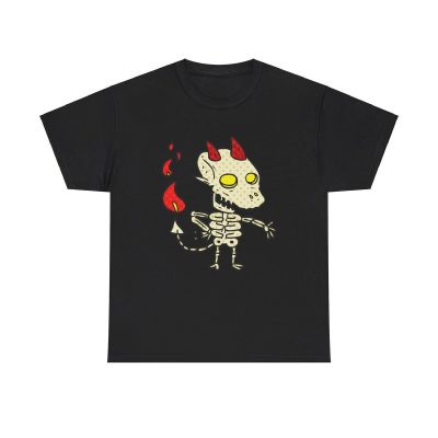 Cartoon Demon Graphic Unisex T-Shirt - Cool Spooky Scary Devil Skeleton Halloween Imp