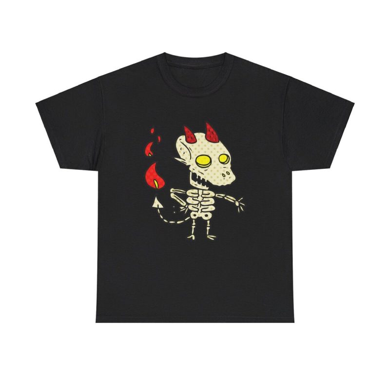Cartoon Demon Graphic Unisex T-Shirt - Cool Spooky Scary Devil Skeleton Halloween Imp