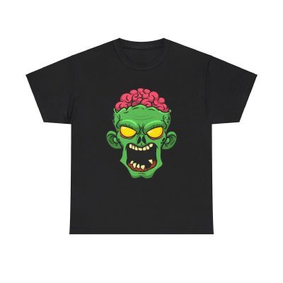 Cartoon Zombie Graphic Unisex T-Shirt - Cool Funny Brains Monster Fun Art Halloween