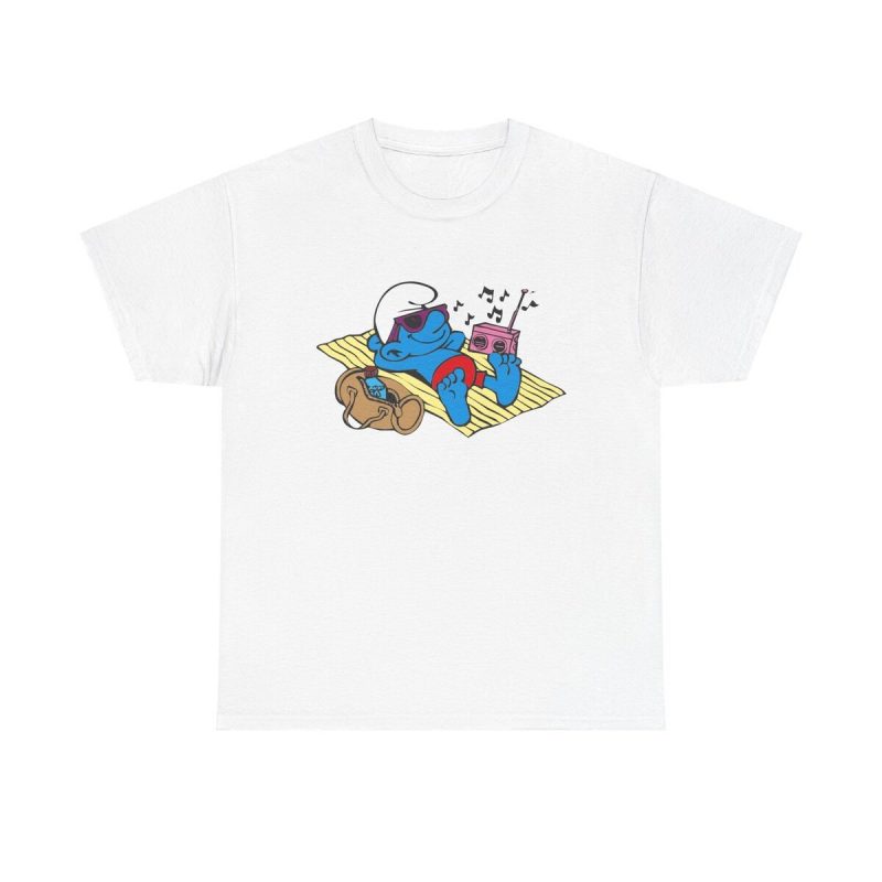 Chillin' Smurf Unisex T-Shirt - Cartoon Classic Retro 80s Animation Comics Beach Bum