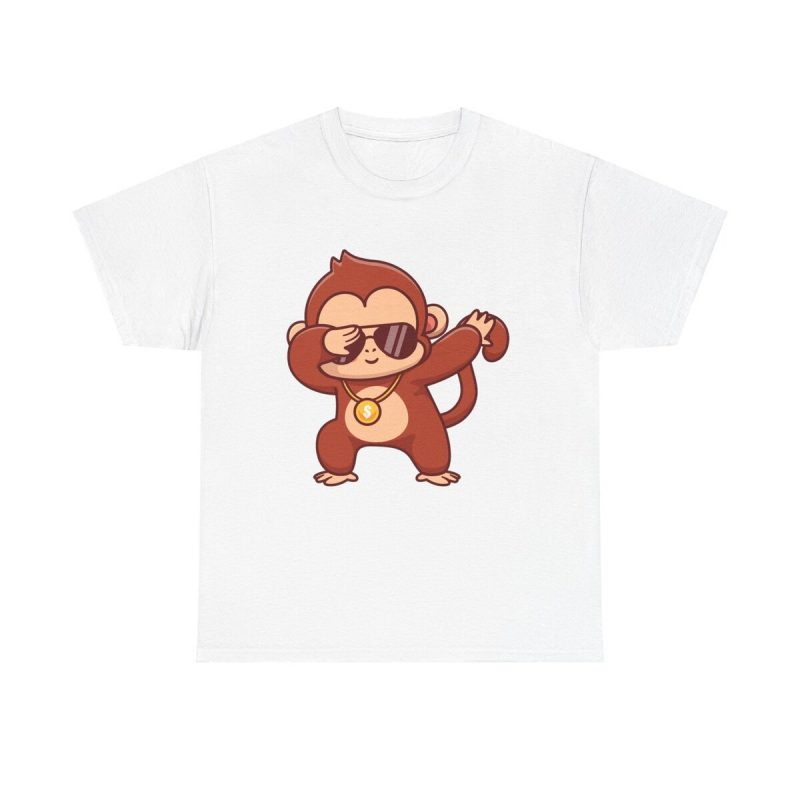 Cool Monkey Unisex T-Shirt - Dance Style Pose Happy Cute Cartoon Chimp Chain Shades Art