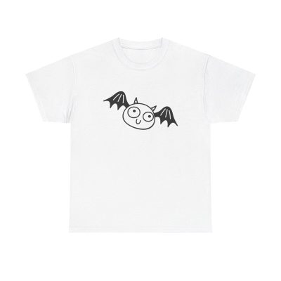 Cute Halloween Bat Doodle Graphic Unisex T-Shirt - Minimal Kawaii Cartoon Creature Fun