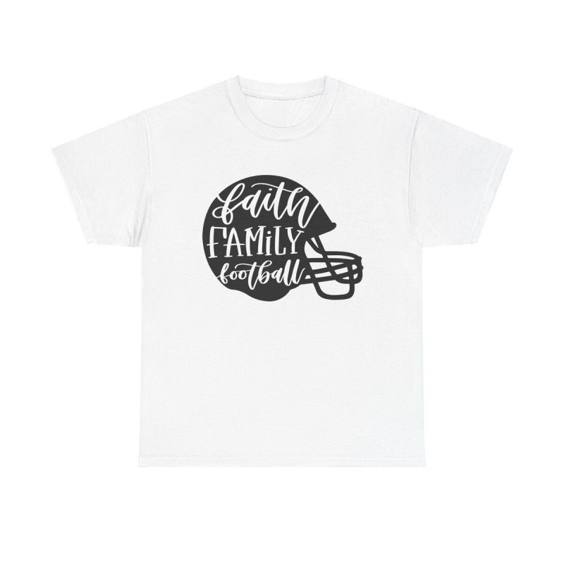 Faith Family Football Unisex T-Shirt - Christian Sports Fan Game Day Cool Sunday Quote
