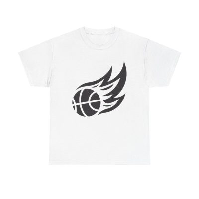 Flaming Hoops Unisex T-Shirt - Basketball Sports Fire Passion Energy Minimal Cool