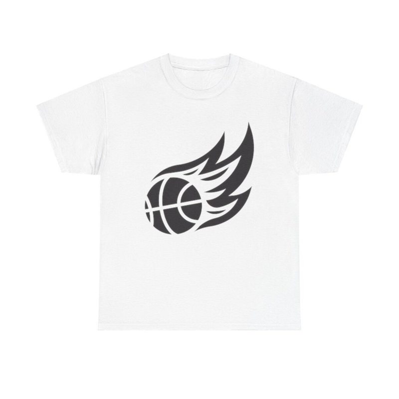 Flaming Hoops Unisex T-Shirt - Basketball Sports Fire Passion Energy Minimal Cool