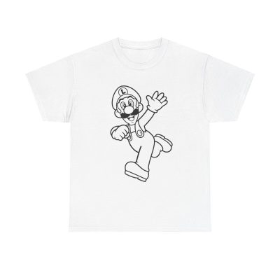 Luigi Art Unisex T-Shirt - Inspired Cool Minimal Video Game Classic Retro Coloring Book