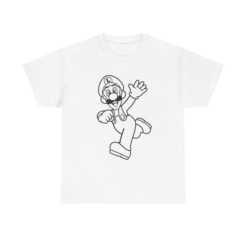 Luigi Art Unisex T-Shirt - Inspired Cool Minimal Video Game Classic Retro Coloring Book