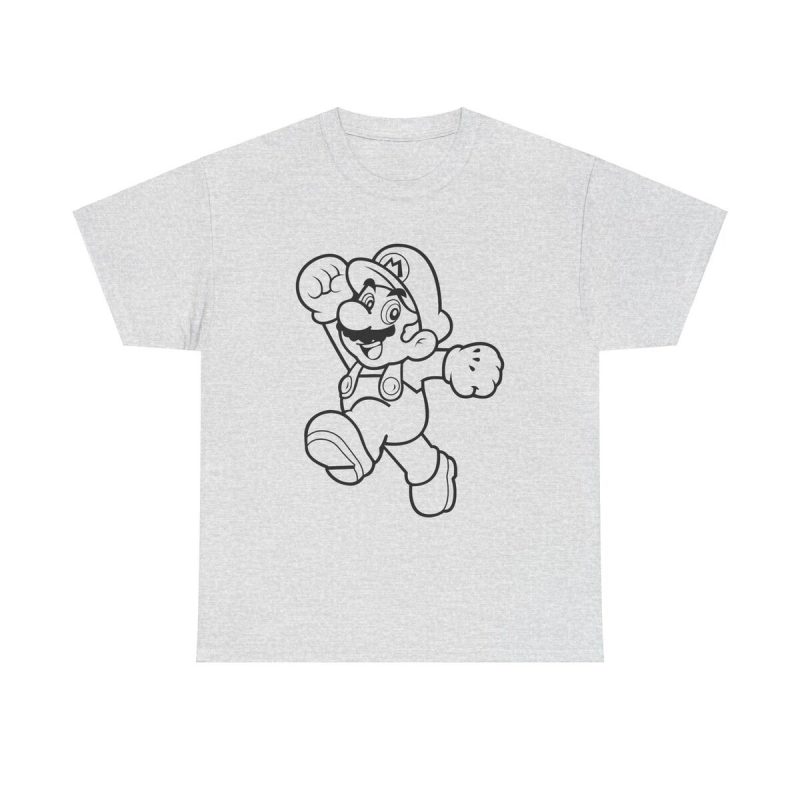Mario Line Art Unisex T-Shirt - Inspired Video Game Classic Retro Cool Minimal