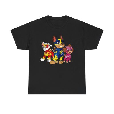Mighty Pups Unisex T-Shirt - Paw Patrol Nickelodeon Cartoon Chase Marshall Skye Action