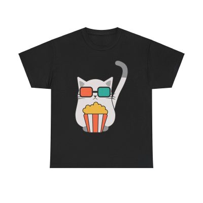 Movie Kitty Unisex T-Shirt - Cat Kitten Popcorn Cinema Film Buff Cute Kawaii