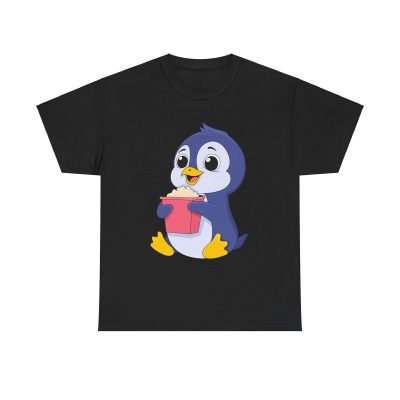 Penguin Popcorn Unisex T-Shirt - Cute Kawaii Animal Antarctica Movie Night Snack