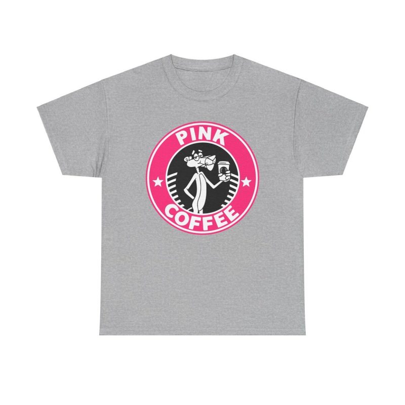 Pink Panther Coffee Parody Unisex T-Shirt - Funny Cartoon Caffeine Cute Girly Trendy