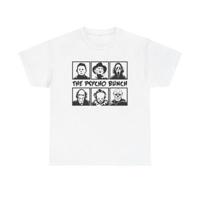 Psycho Bunch Horror Icons Unisex T-Shirt - Scream Kruger Myers Jason It Saw Scary Movie