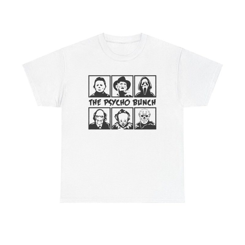 Psycho Bunch Horror Icons Unisex T-Shirt - Scream Kruger Myers Jason It Saw Scary Movie