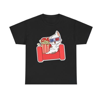 Purrfect Movie Night Unisex T-Shirt - Cat Kitten Popcorn Cinema Film Buff Cute Kawaii