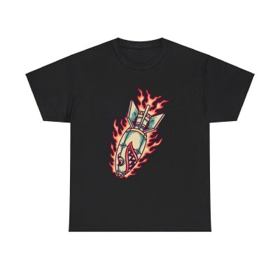 Retro Rocket Bomb Graphic Unisex T-Shirt - Cool Awesome Vintage Colorful Cartoon Flame