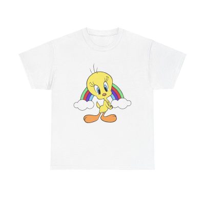 Tweety Bird Rainbow Unisex T-Shirt - Looney Tunes Cartoon Classic Cute Bird Colorful