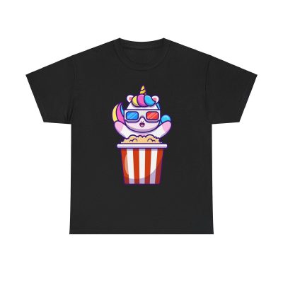 Unicorn Movie Night Unisex T-Shirt - Magical Fantasy Cute Kawaii Cinema Film Buff